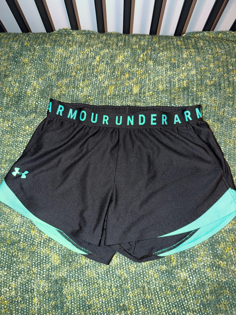 Under Armour Women’s Black and Teal Athletic Shorts